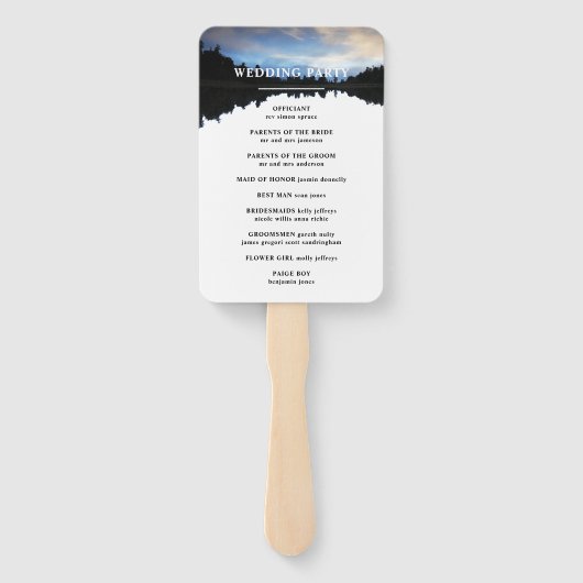 ©Rustic Lake Reflections Lakeside Wedding Hand Fan Handwaaier (Achterkant)