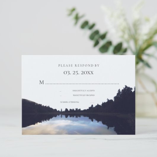 Rustic Lake Reflections Lakeside Wedding RSVP © Kaartje (Staand voorkant)