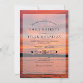 Rustic Lake Sunset Lakeside Wedding Invites © Kaart (Voorkant)