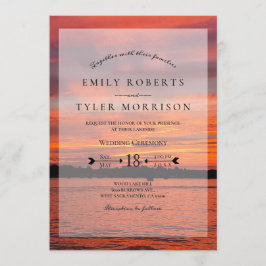 Rustic Lake Sunset Lakeside Wedding Invites © Kaart