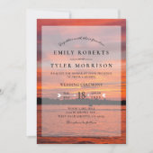 Rustic Lake Sunset Lakeside Wedding Invites © Kaart (Voorkant)