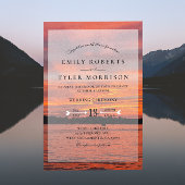 Rustic Lake Sunset Lakeside Wedding RSVP Kaartje