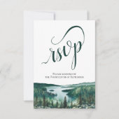 Rustic Lake Tahoe Elegant Script Wedding RSVP Kaartje (Voorkant)