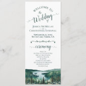 Rustic Lake Tahoe Watercolor Landscape Wedding Programmakaart (Voorkant)