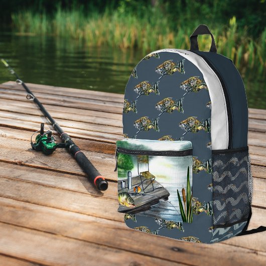 Rustic Lake Vissen | Monogram Bedrukte Rugzak