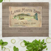 Rustic Lakeside Cabin Large Mouth Bass Vist Theedoek (Gevouwen)