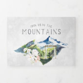 Rustic Lakeside Mountain | Illustrated Wedding Drieluik Uitnodiging (Cover)