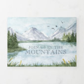 Rustic Lakeside Mountain | Illustratief huwelijk Drieluik Uitnodiging (Cover)