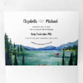 Rustic Lakeside Mountain | Illustratief huwelijk Drieluik Uitnodiging (Binnenzijde eerst)