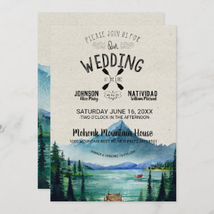 Rustic Lakeside Mountain Wedding Kaart