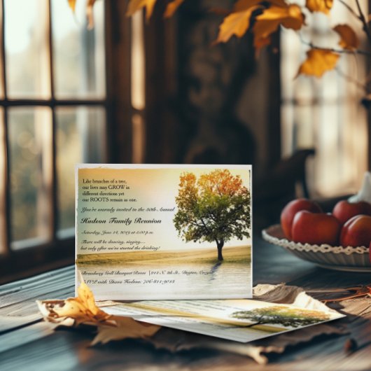 Rustic Lakeside Tree Family Reunion Party nodigt u Kaart