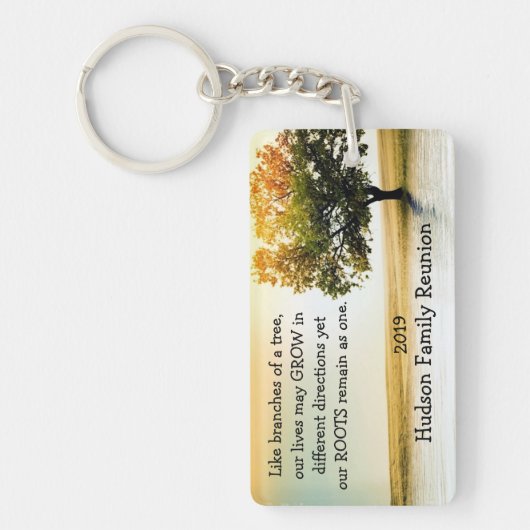 Rustic Lakeside Tree Family Reunion Souvenir Sleutelhanger (Voorkant)