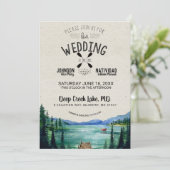 Rustic Lakeside Wedding Kaart (Staand voorkant)