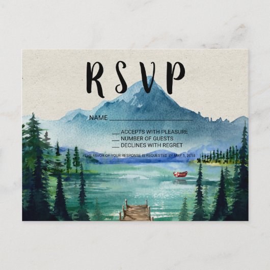 Rustic Lakeside Wedding RSVP Briefkaart (Voorkant)