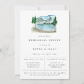 Rustic Lakeview Rehearsal Dinner Aankondiging (Voorkant)