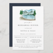 Rustic Lakeview Rehearsal Dinner Aankondiging (Voorkant / Achterkant)