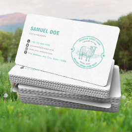 Rustic Lamb Sheep Farm LOGO QR Code Green Visitekaartje