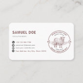 Rustic Lamb Sheep Farm LOGO QR Code Red Visitekaartje (Voorkant)