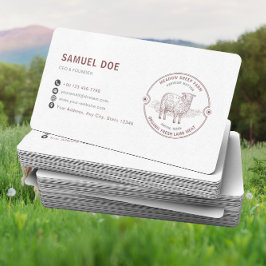 Rustic Lamb Sheep Farm LOGO QR Code Red Visitekaartje