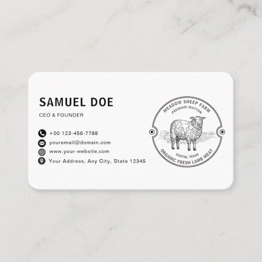 Rustic Lamb Sheep Farm LOGO QR Code Visitekaartje (Voorkant)