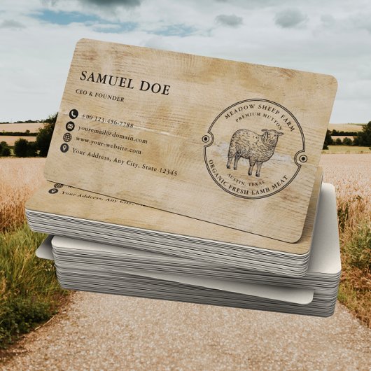 Rustic Lamb Sheep Farm LOGO QR Code  Visitekaartje