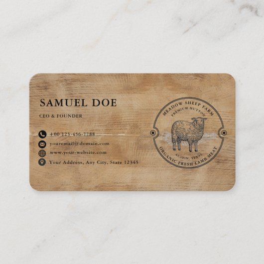 Rustic Lamb Sheep Farm LOGO QR Code  Visitekaartje (Voorkant)