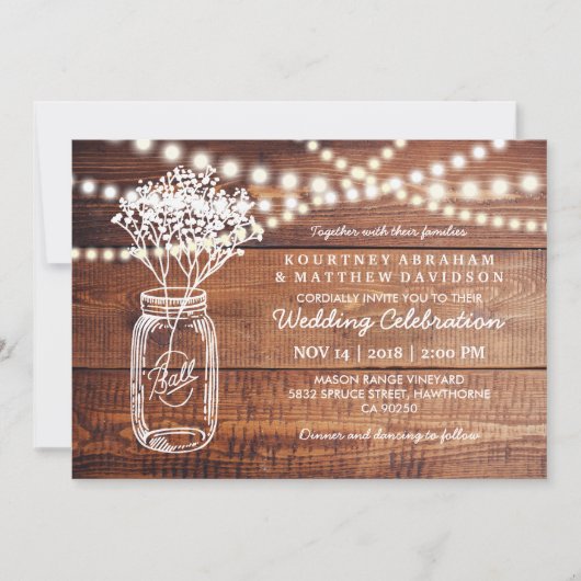 Rustic Land baby's | Mason Jar Wedding Kaart (Voorkant)