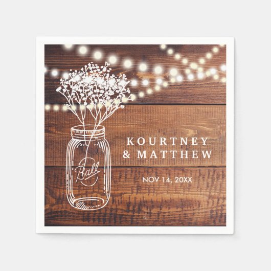 Rustic Land baby's | Mason Jar Wedding Servet (Voorkant)
