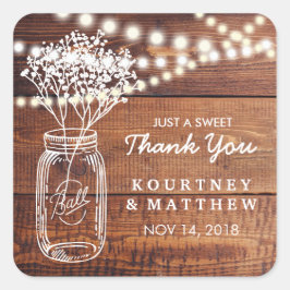 Rustic Land baby's | Mason Jar Wedding Vierkante Sticker