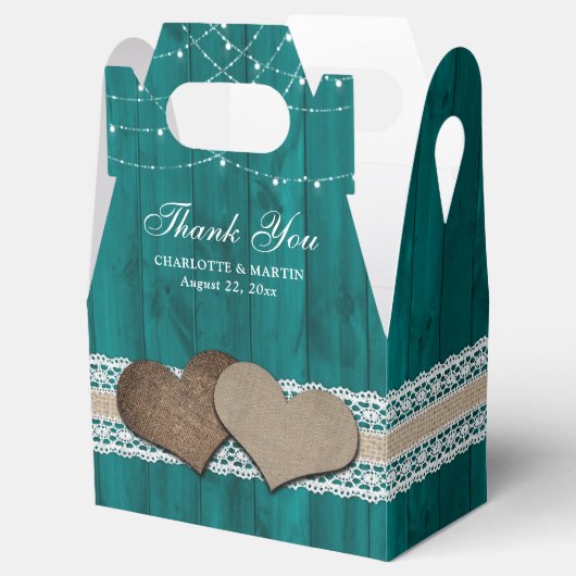 Rustic Land Blauwgroen Weddenschap Dank je Bedankdoosjes (Geopend)