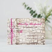 Rustic Land Camo Pink Bow Wedding RSVP Kaartje (Staand voorkant)