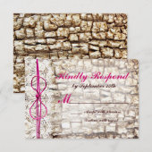 Rustic Land Camo Pink Bow Wedding RSVP Kaartje (Voorkant / Achterkant)