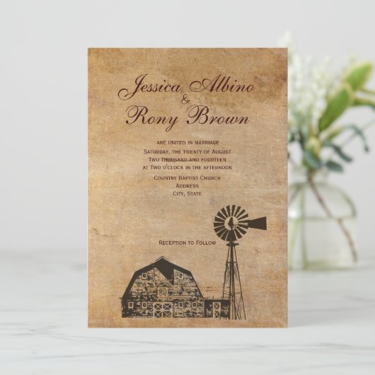 Rustic Land Canvas Barn Windmill Kaart (Staand voorkant)