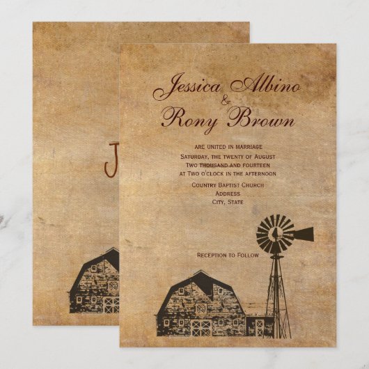 Rustic Land Canvas Barn Windmill Kaart (Voorkant / Achterkant)