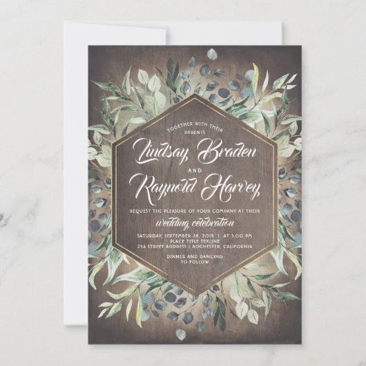 Rustic Land Greenery Foliage Barn Wedding Kaart (Voorkant)