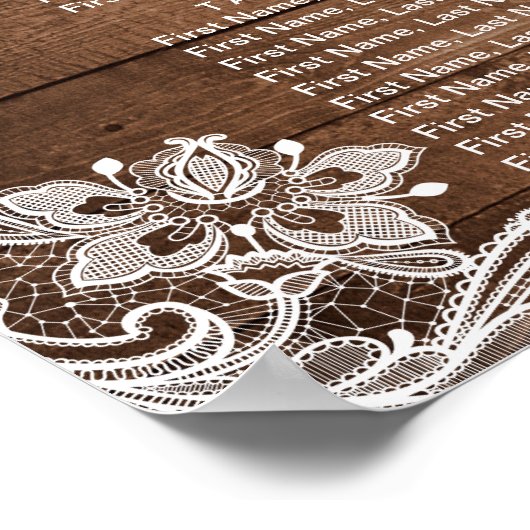 Rustic Land String Lights Wedding Seating Chart Poster (Hoek)