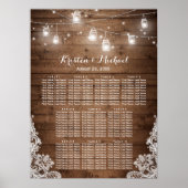 Rustic Land String Lights Wedding Seating Chart Poster (Voorkant)