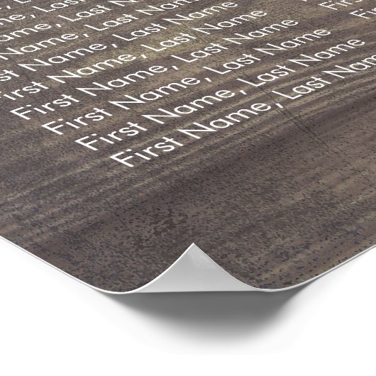 Rustic Land String Lights Wedding Seating Chart Poster (Hoek)