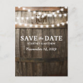Rustic Landelijk Save the Date | Lichtslingers Aankondigingskaart (Voorkant)