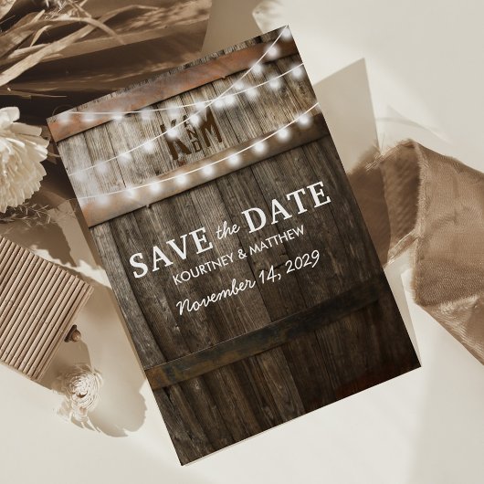 Rustic Landelijk Save the Date | Lichtslingers Aankondigingskaart