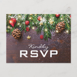 Rustic Landelijke Kerstvakantie Winter RSVP Uitnodiging Briefkaart