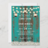 Rustic Lantern & Baby's Breath Blauwgroen Barn Wed Kaart (Voorkant)