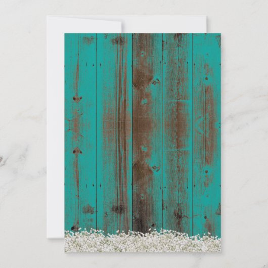 Rustic Lantern & Baby's Breath Blauwgroen Barn Wed Kaart (Achterkant)