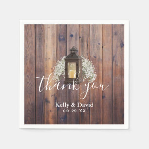 Rustic Lantern Baby's Breath Floral Barn Wedding Servet