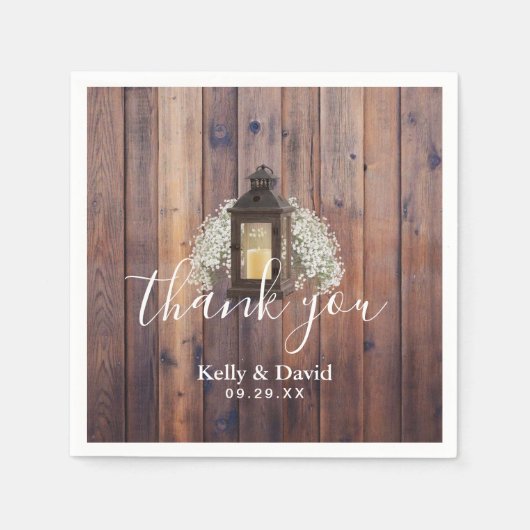 Rustic Lantern Baby's Breath Floral Barn Wedding Servet (Voorkant)