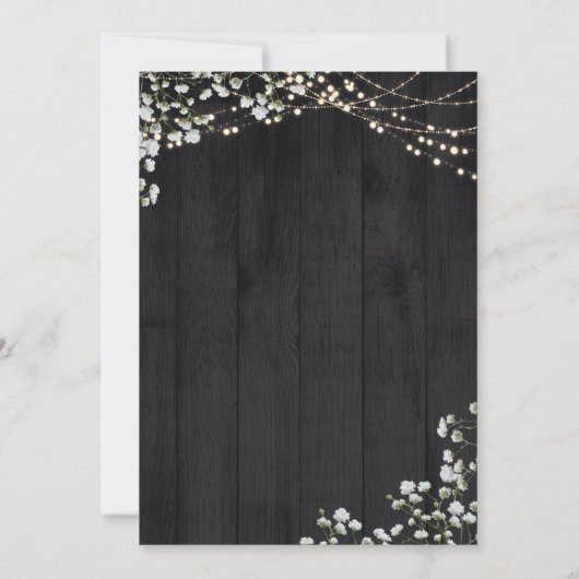 Rustic Lantern Baby's Breath & Lights Wedding Kaart (Achterkant)