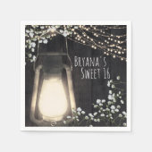 Rustic Lantern Baby's Breath & Lights Wedding Servet (Voorkant)