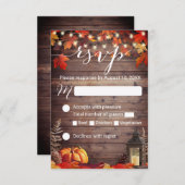Rustic Lantern Barn Wood Fall Wedding RSVP (Voorkant / Achterkant)