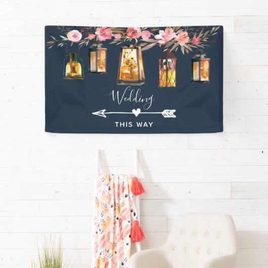 Rustic Lantern Blue Coral Wedding Direction Spandoek (Insitu)