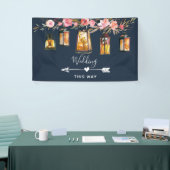 Rustic Lantern Blue Coral Wedding Direction Spandoek (Beurs)